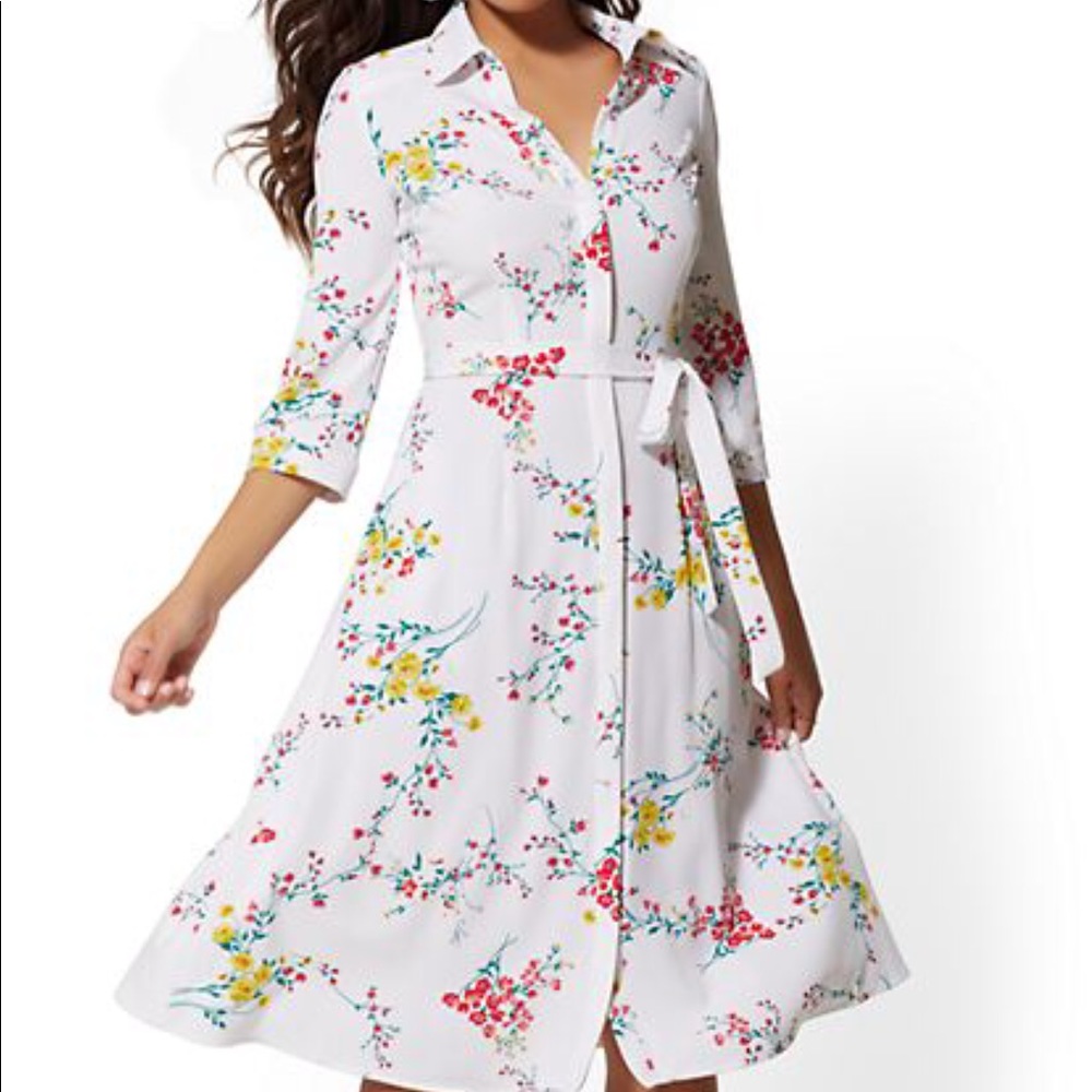 New York & Company A-Line Midi Dress With Pockets